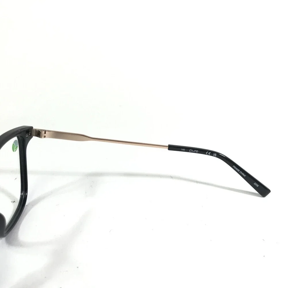 Marchon Airlock P-3019 001 Eyeglasses Frames Black Gold Cat Eye Square 52-16-140